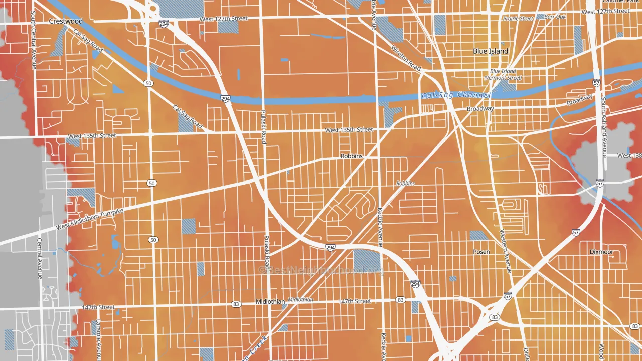 Transit Grade map of Robbins, IL