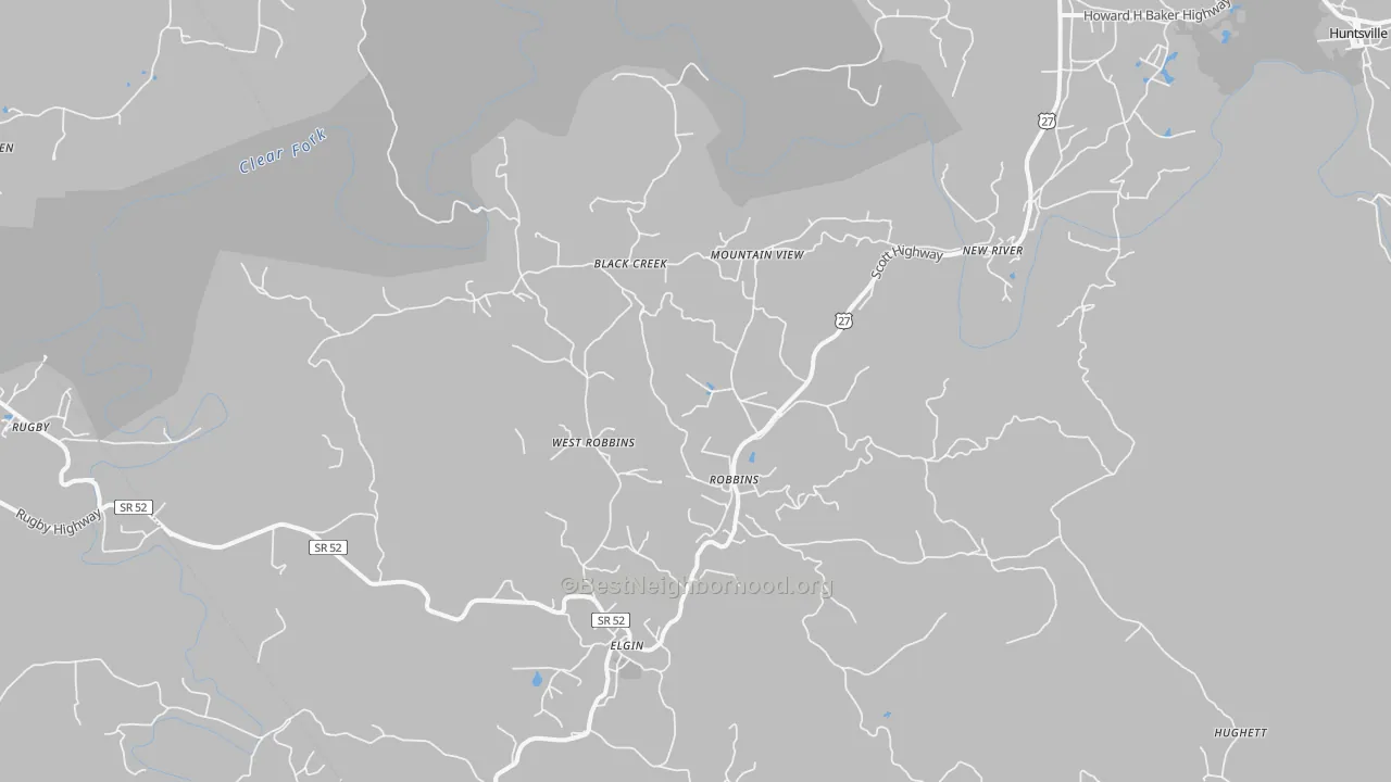 Transit Grade map of Robbins, TN