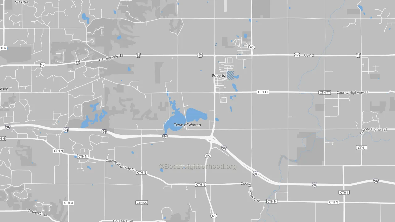 Transit Grade map of Roberts, WI