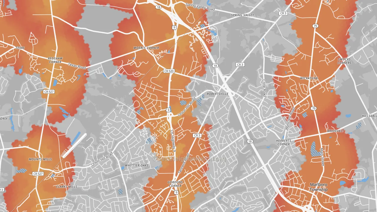 Transit Grade map of Robertsville, NJ