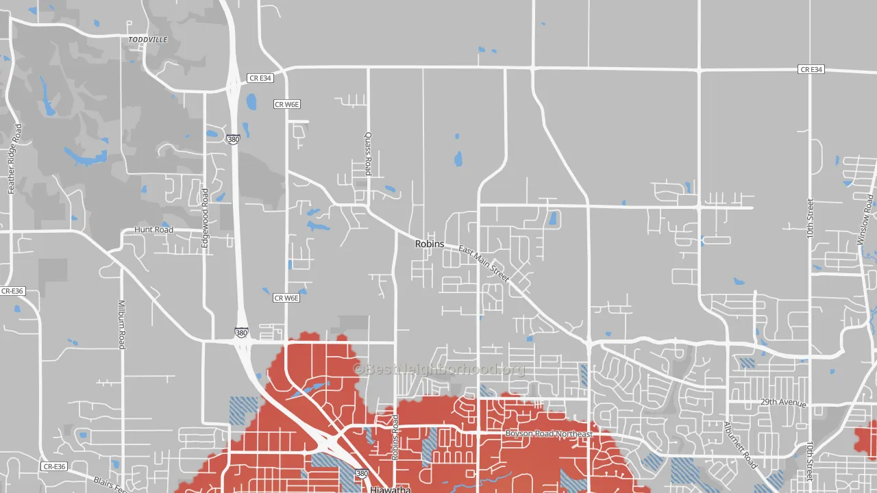 Transit Grade map of Robins, IA