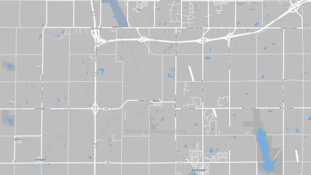 Transit Grade map of Roca, NE