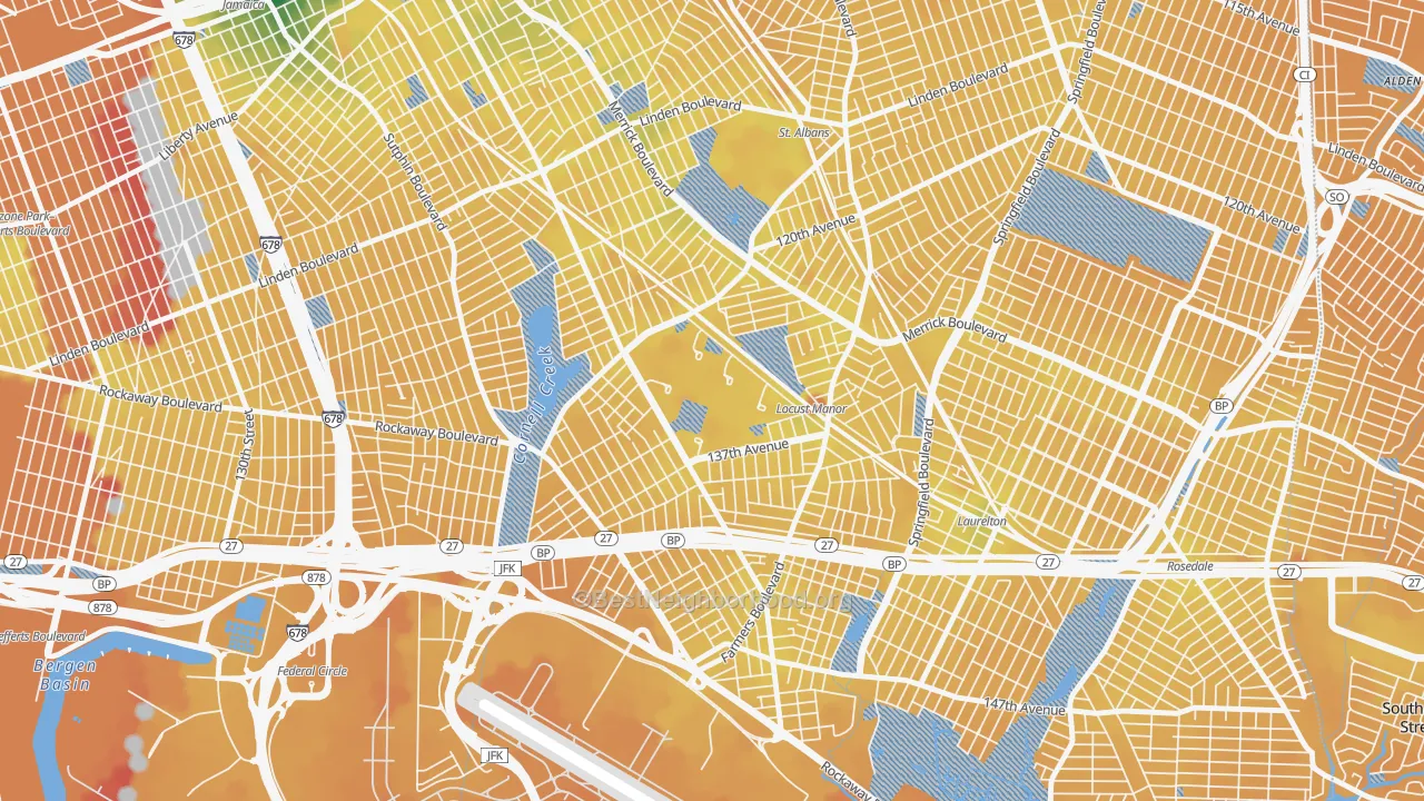 Transit Grade map of Rochdale Village, Queens, NY