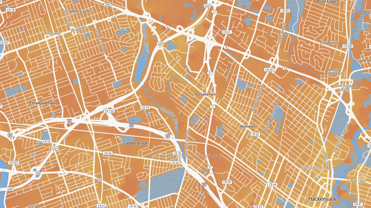 Transit Grade map of Rochelle Park, NJ