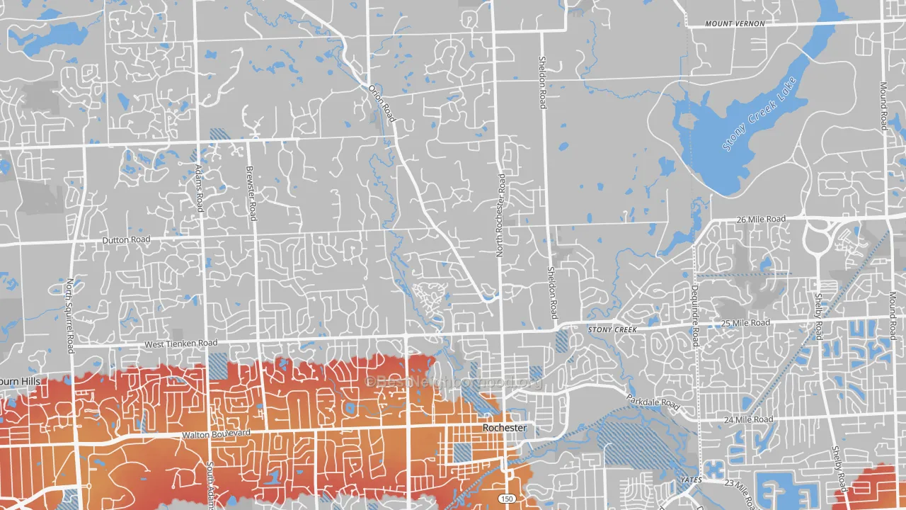 Transit Grade map of Rochester, MI