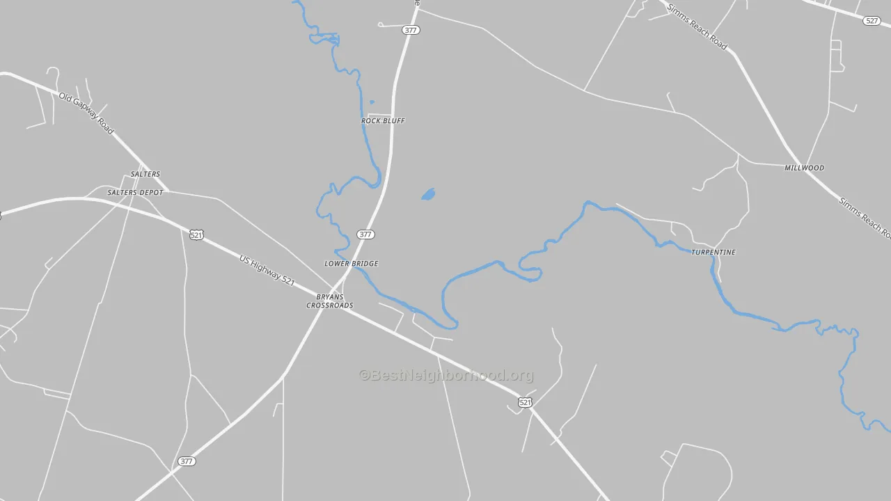 Transit Grade map of Rock Bluff, SC