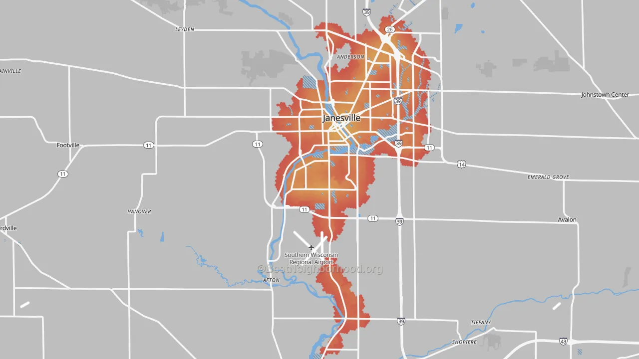 Transit Grade map of Rock County, WI