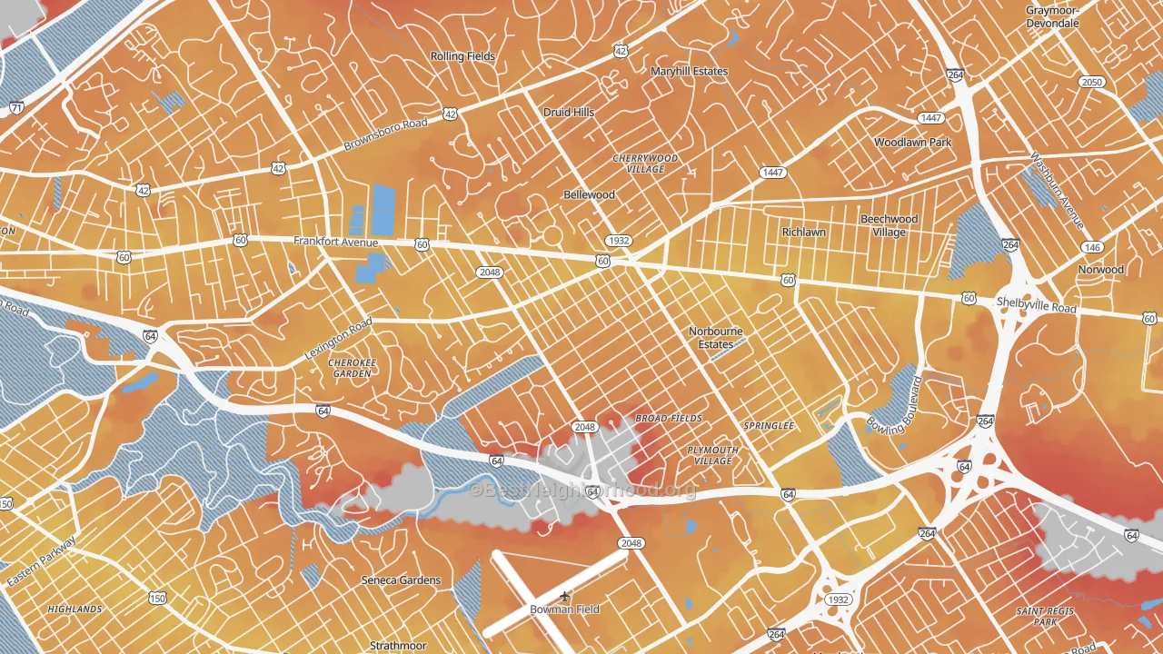 Transit Grade map of Rock Creek Lexington Road, Louisville, KY