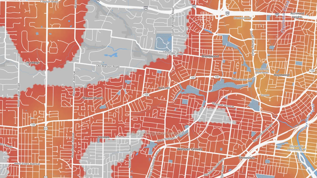 Transit Grade map of Rock Hill, MO