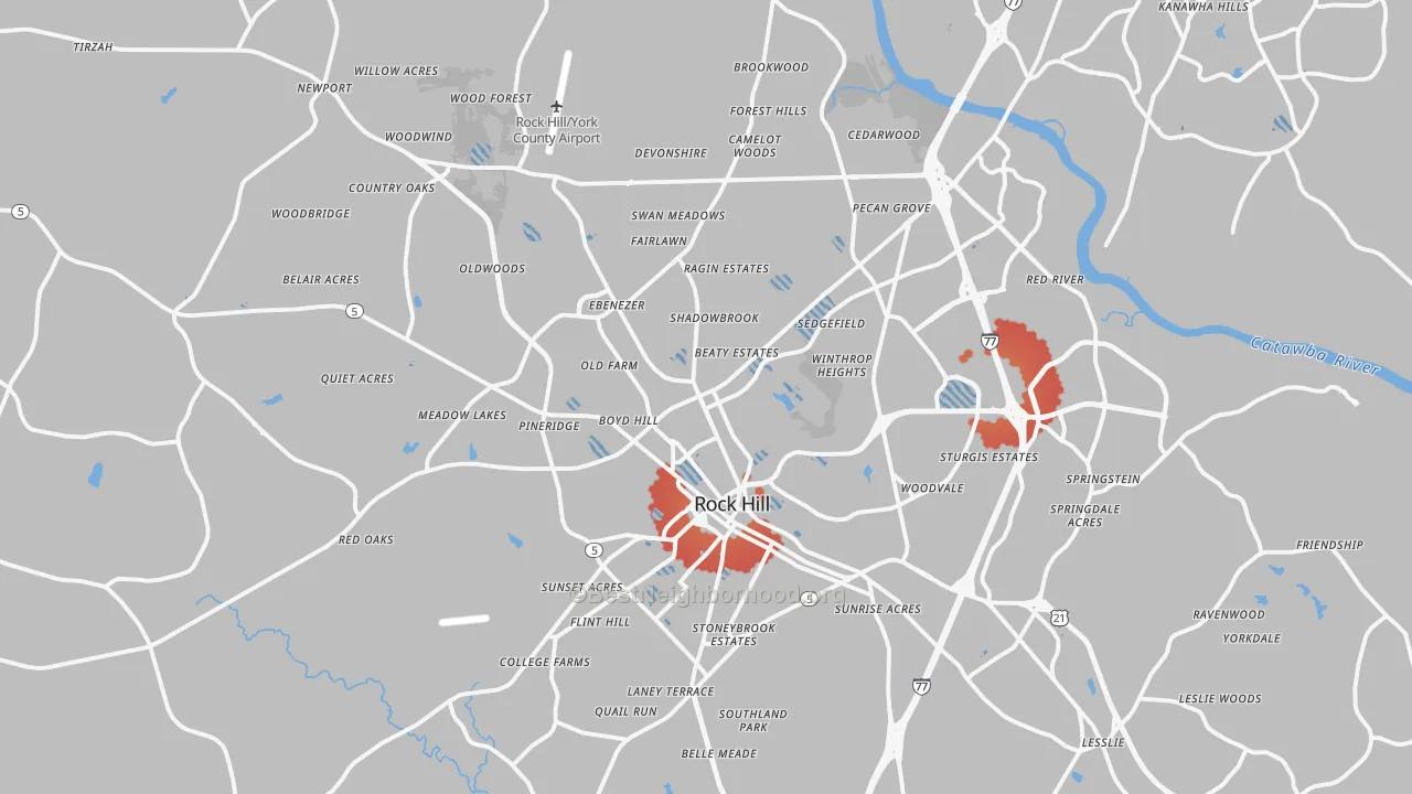 Transit Grade map of Rock Hill, SC