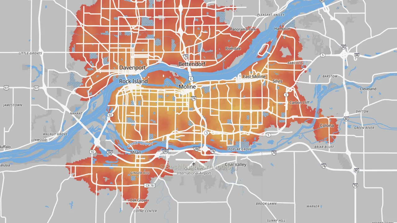 Transit Grade map of Rock Island County, IL