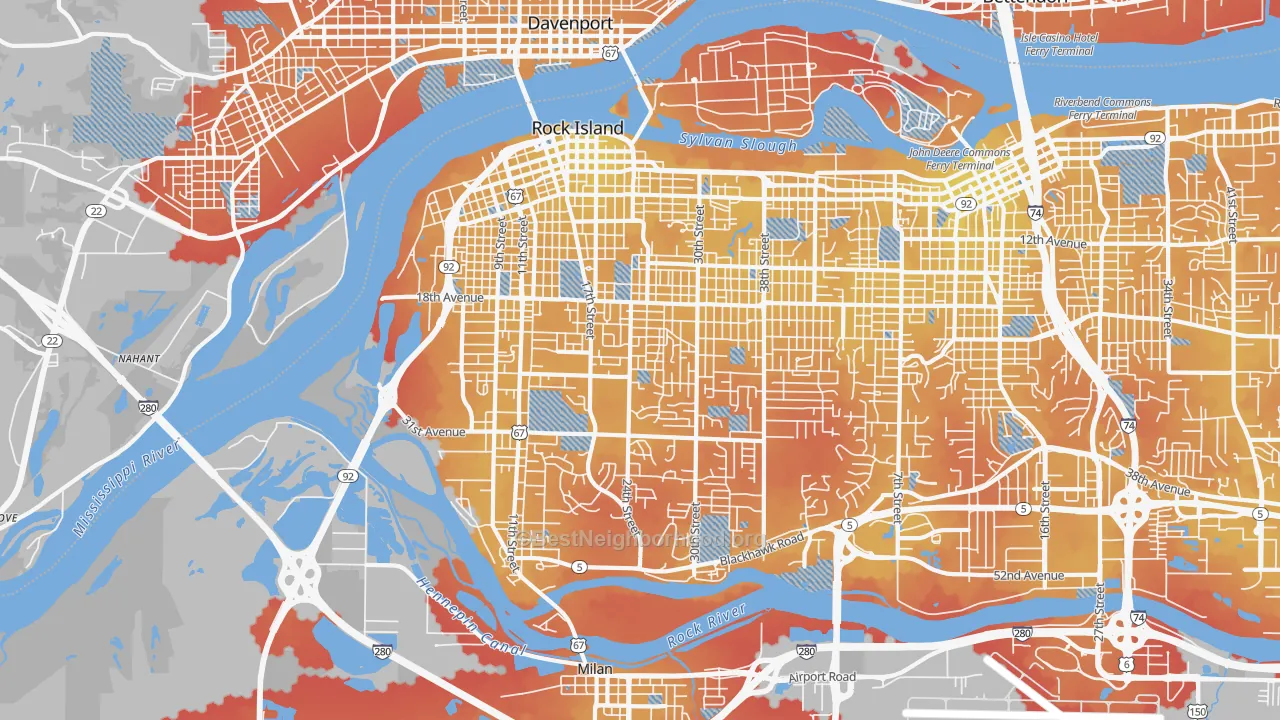 Transit Grade map of Rock Island, IL