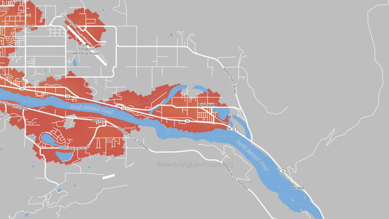 Transit Grade map of Rock Island, WA
