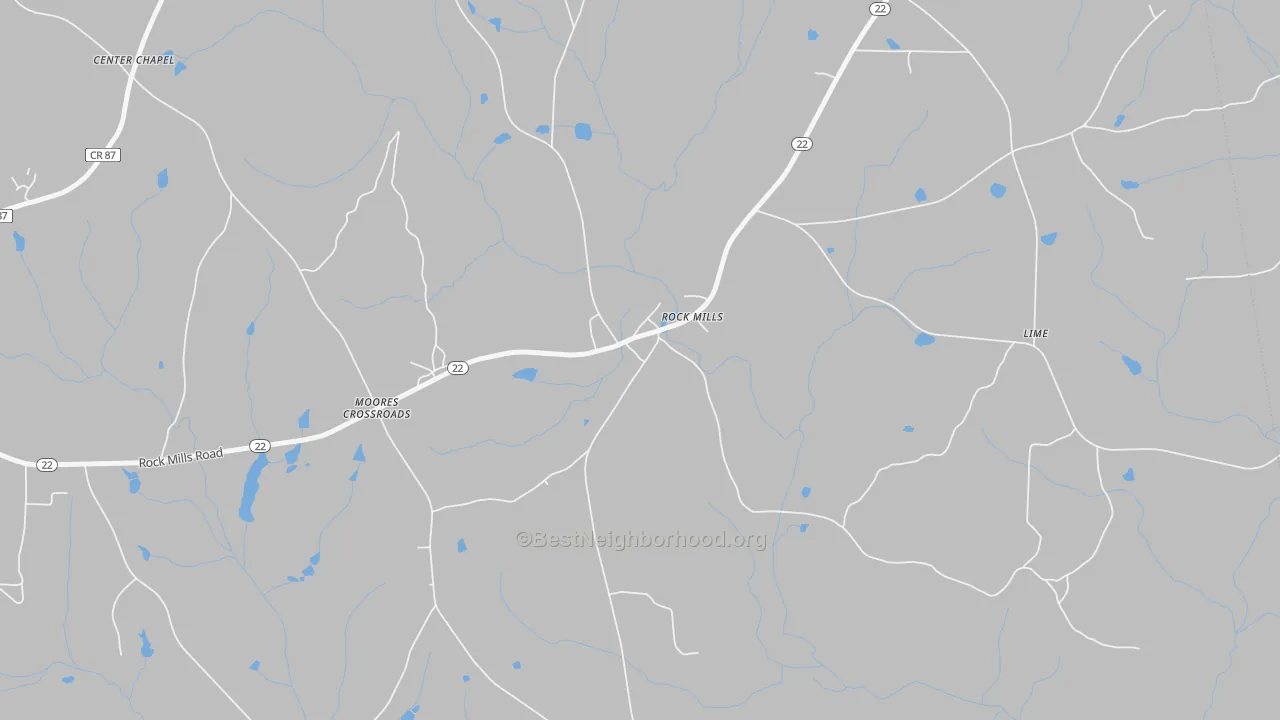 Transit Grade map of Rock Mills, AL