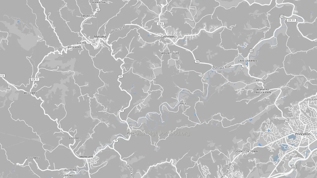 Transit Grade map of Rock, WV