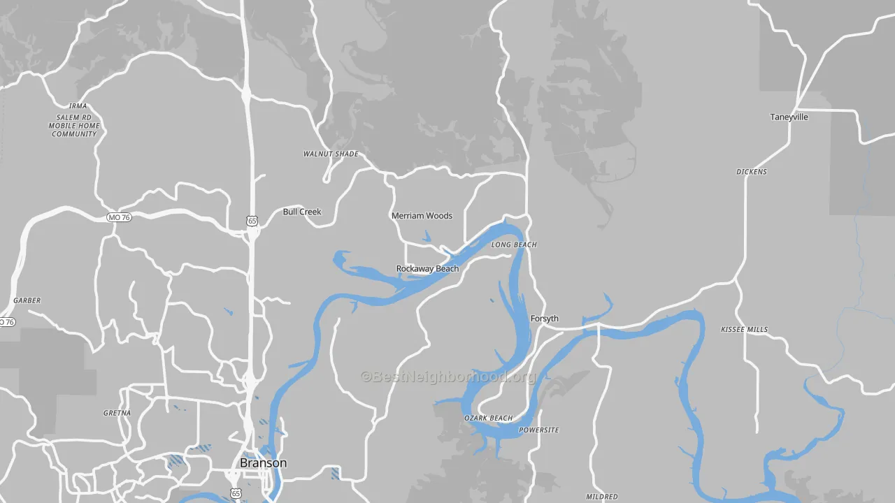 Transit Grade map of Rockaway Beach, MO