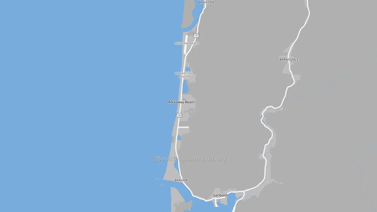 Transit Grade map of Rockaway Beach, OR