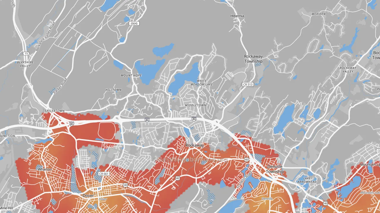 Transit Grade map of Rockaway, NJ