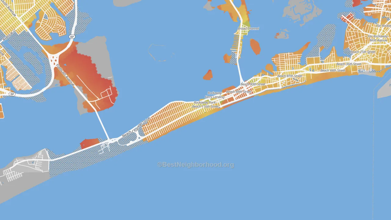 Transit Grade map of Rockaway Park, Queens, NY