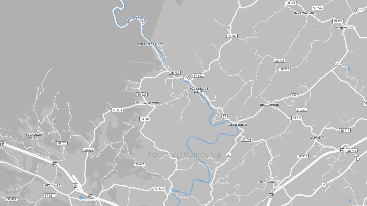 Transit Grade map of Rockbridge Baths, VA
