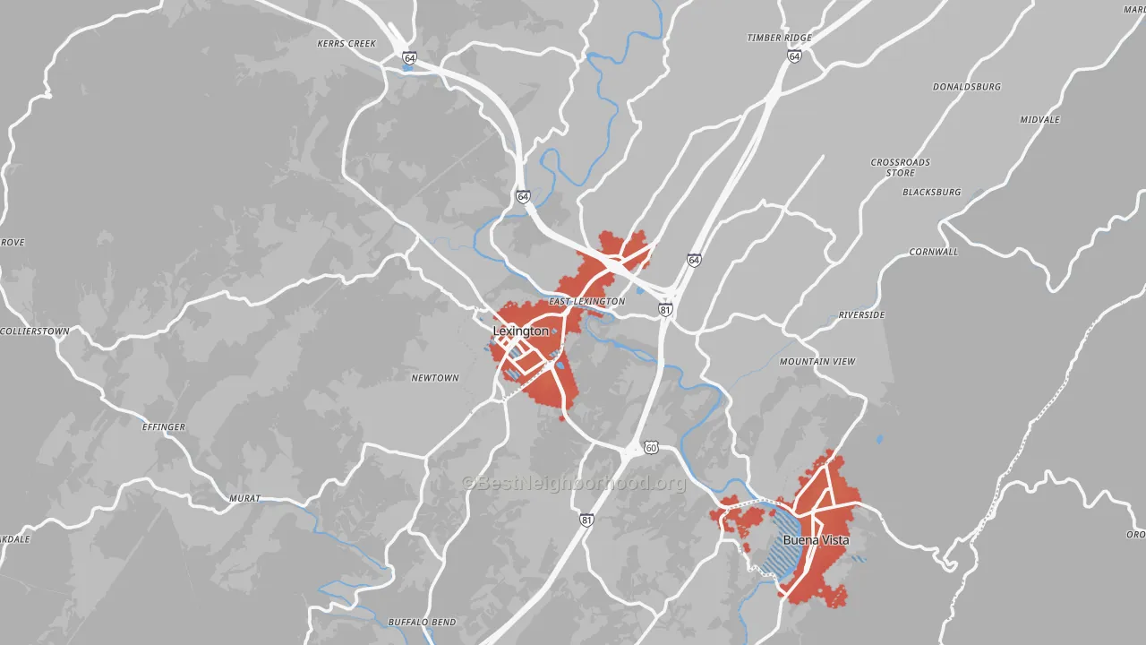 Transit Grade map of Rockbridge County, VA