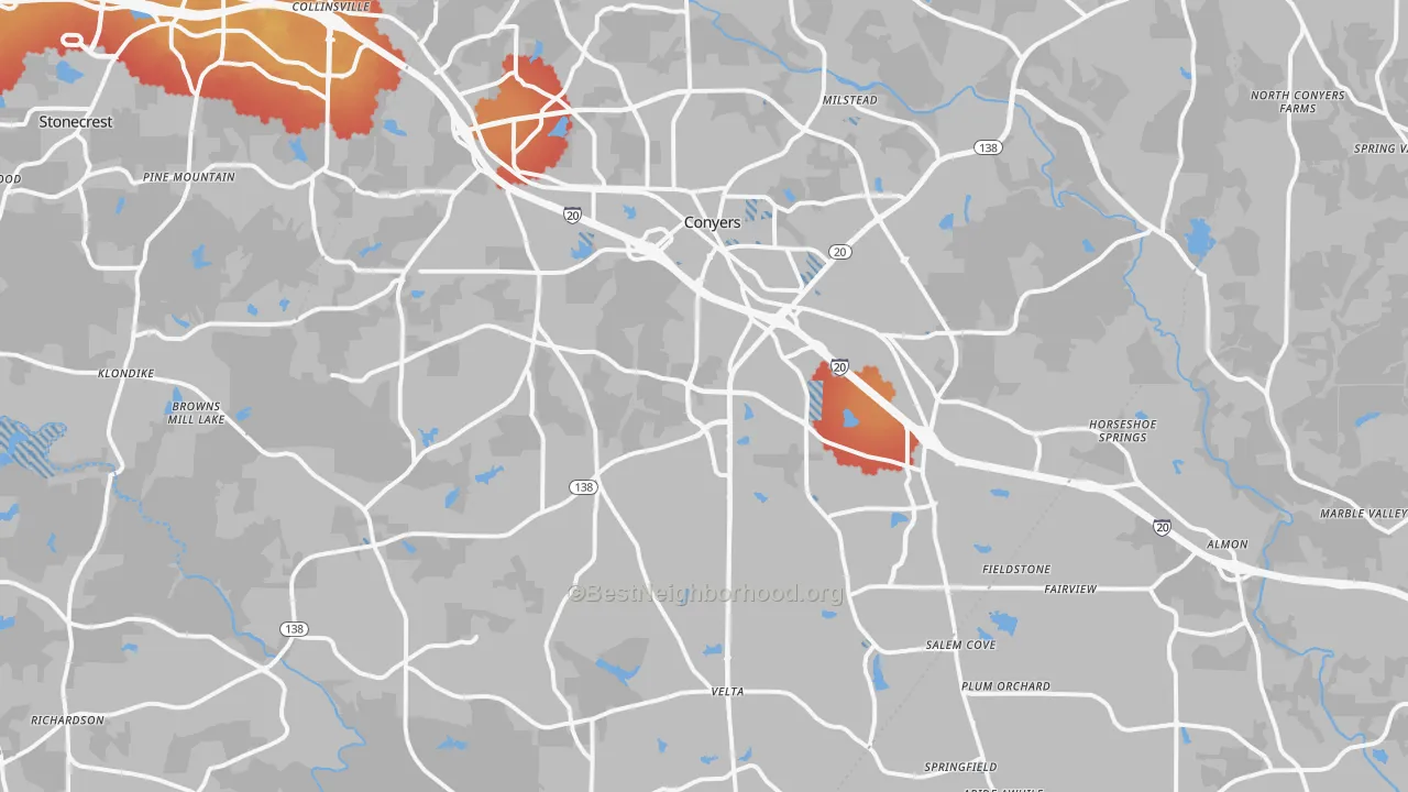 Transit Grade map of Rockdale County, GA