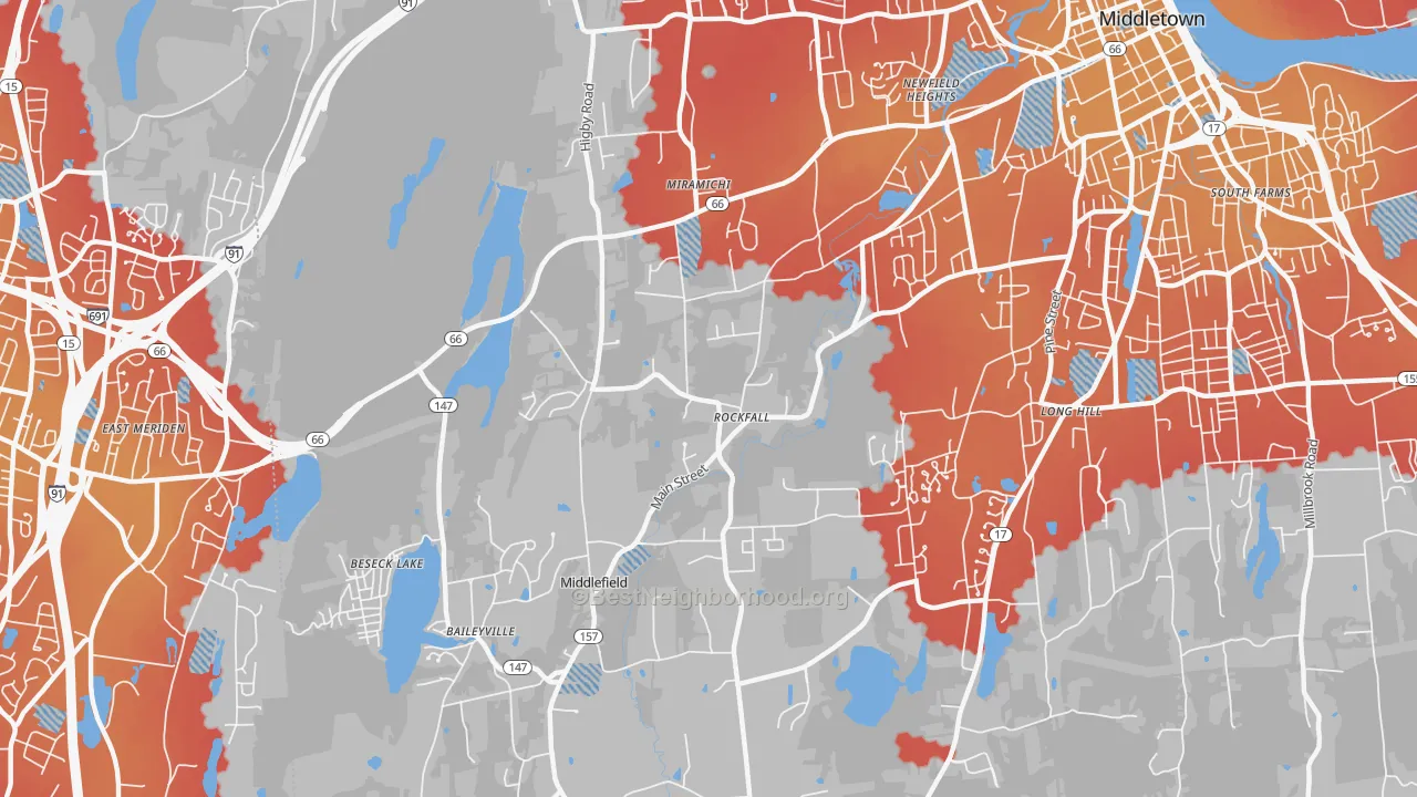 Transit Grade map of Rockfall, CT