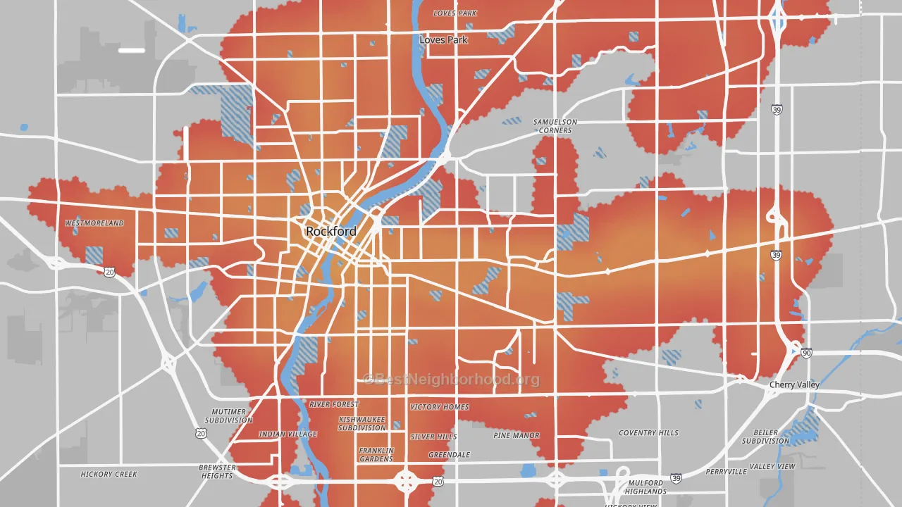 Transit Grade map of Rockford, IL