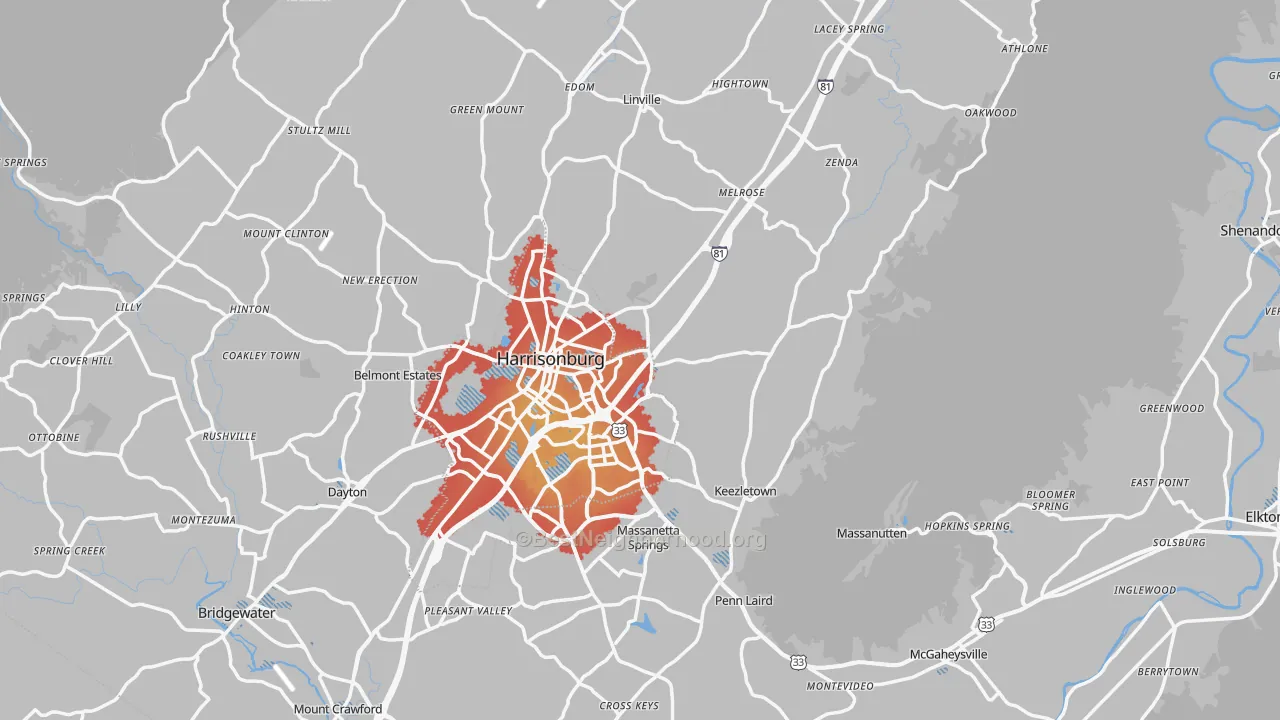 Transit Grade map of Rockingham County, VA