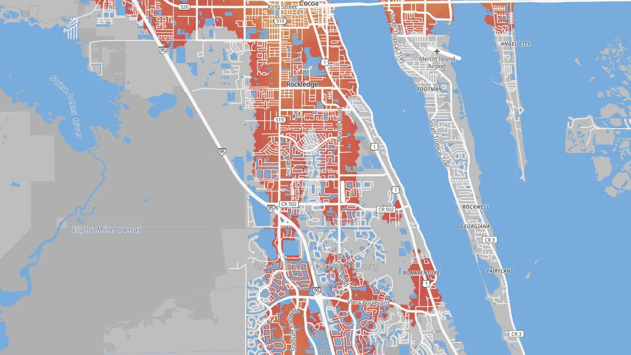 Transit Grade map of Rockledge, FL
