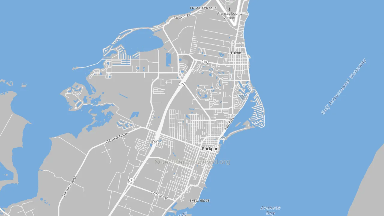 Transit Grade map of Rockport, TX