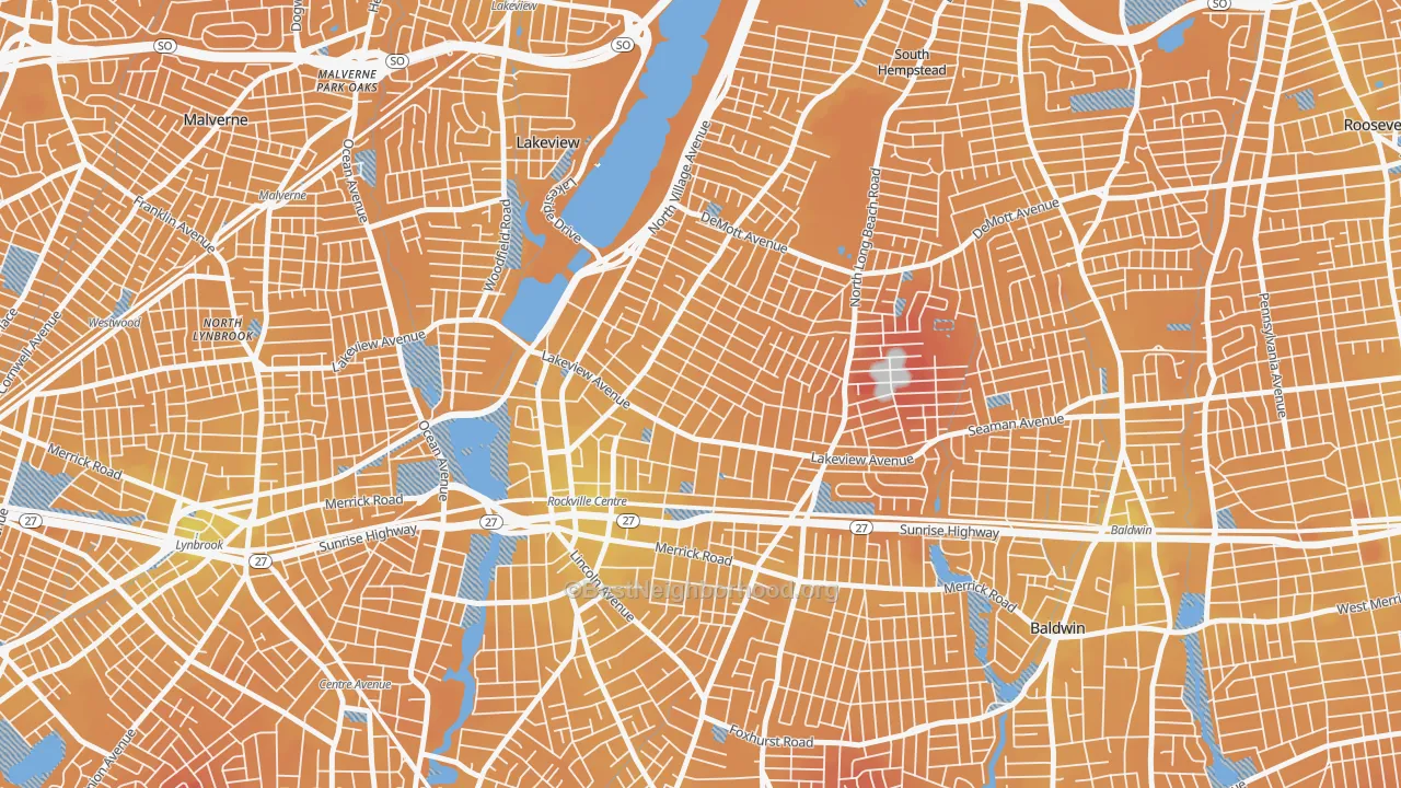 Transit Grade map of Rockville Centre, NY