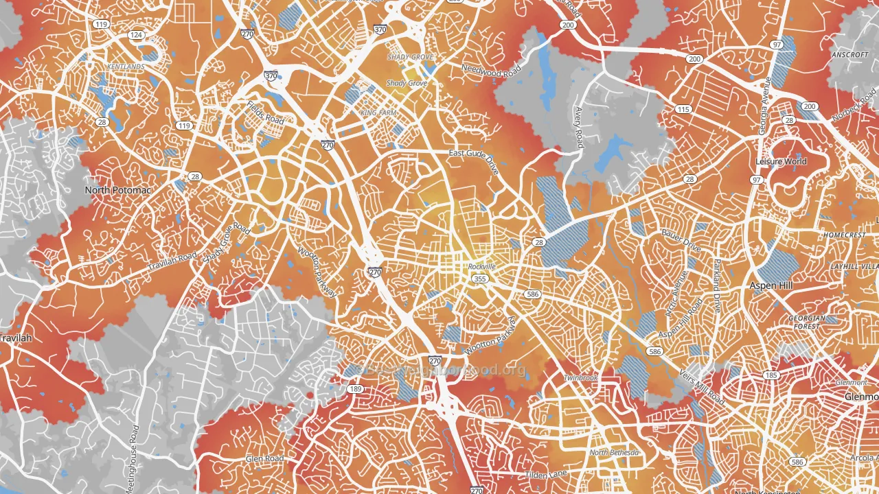 Transit Grade map of Rockville, MD