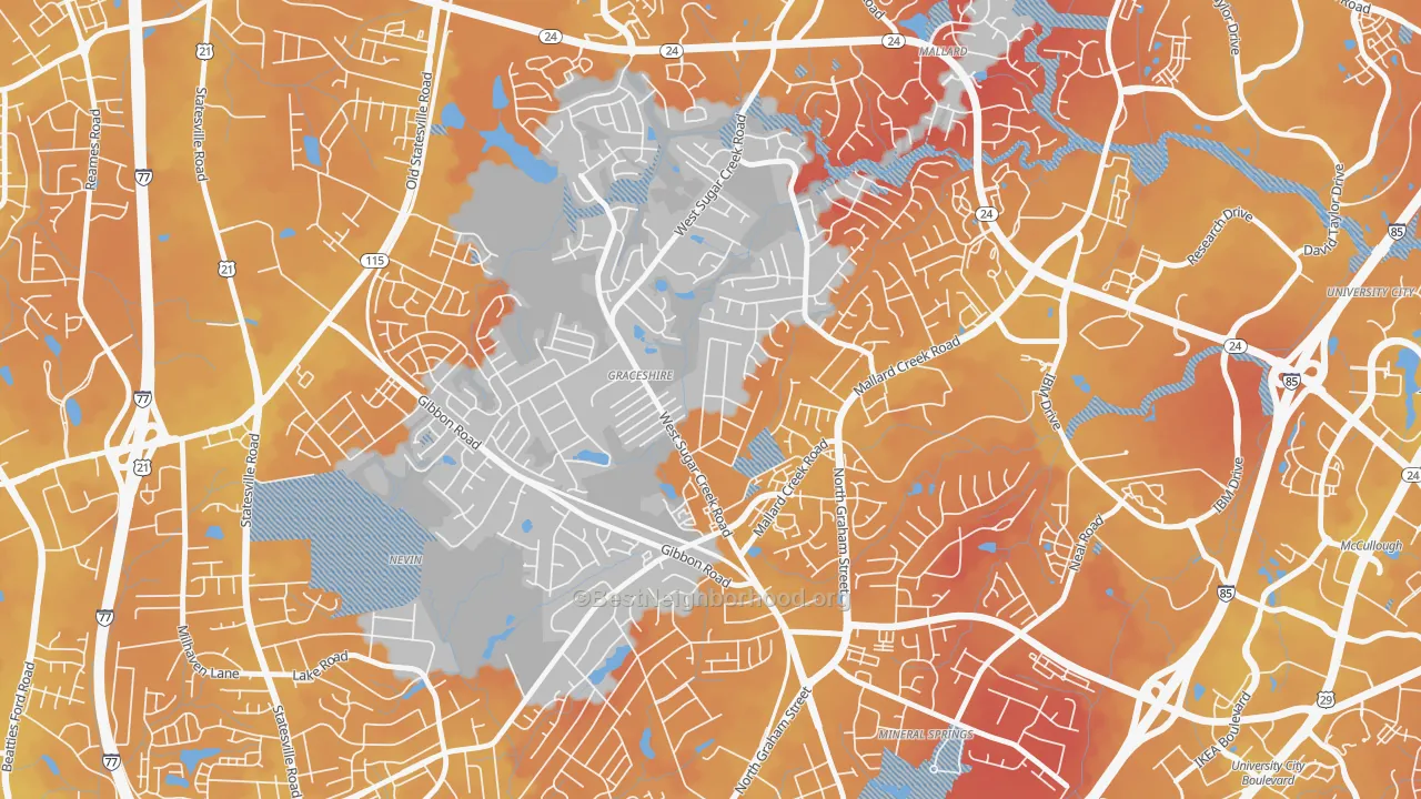 Transit Grade map of Rockwell Park-Hemphill Heights, Charlotte, NC