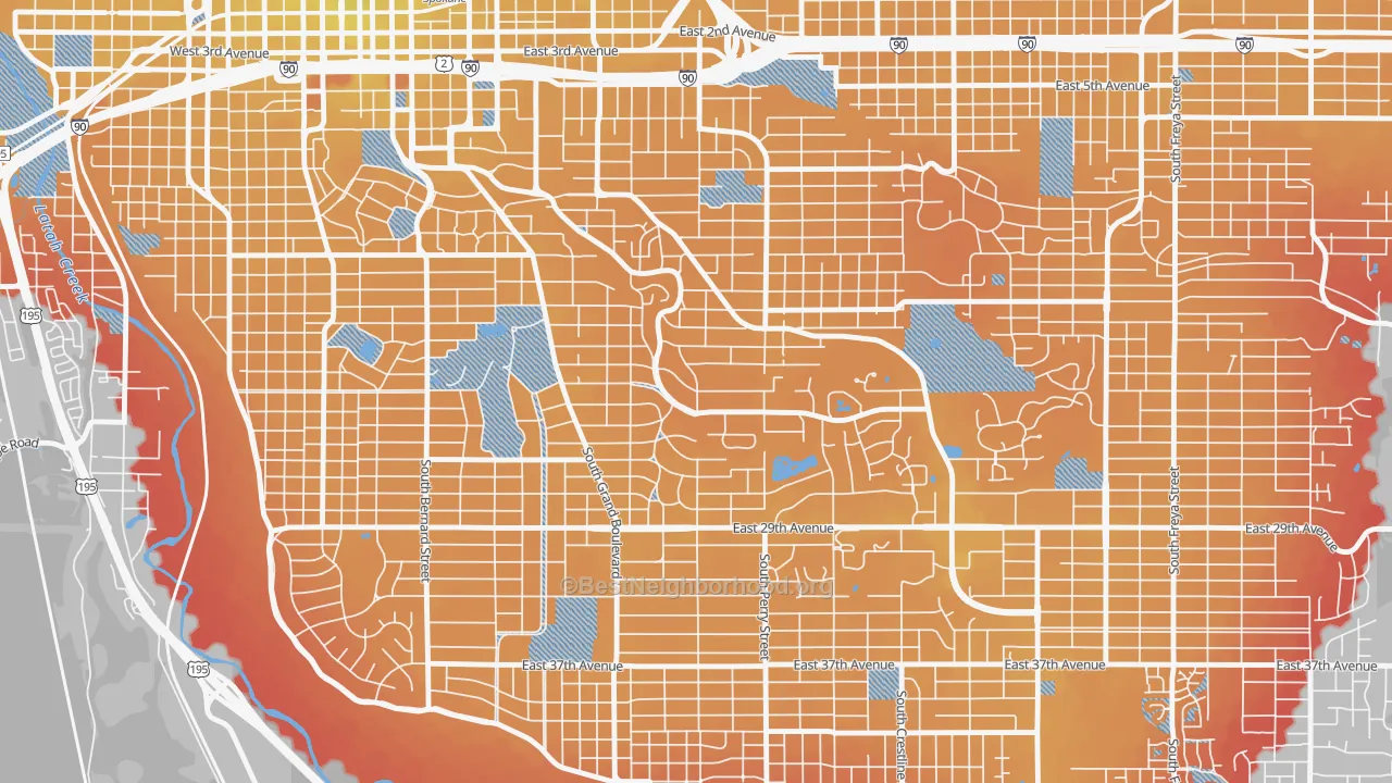 Transit Grade map of Rockwood, Spokane, WA