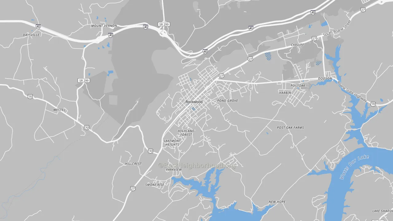 Transit Grade map of Rockwood, TN