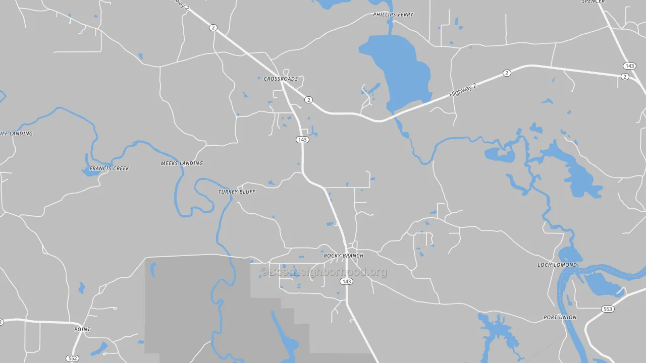 Transit Grade map of Rocky Branch, LA