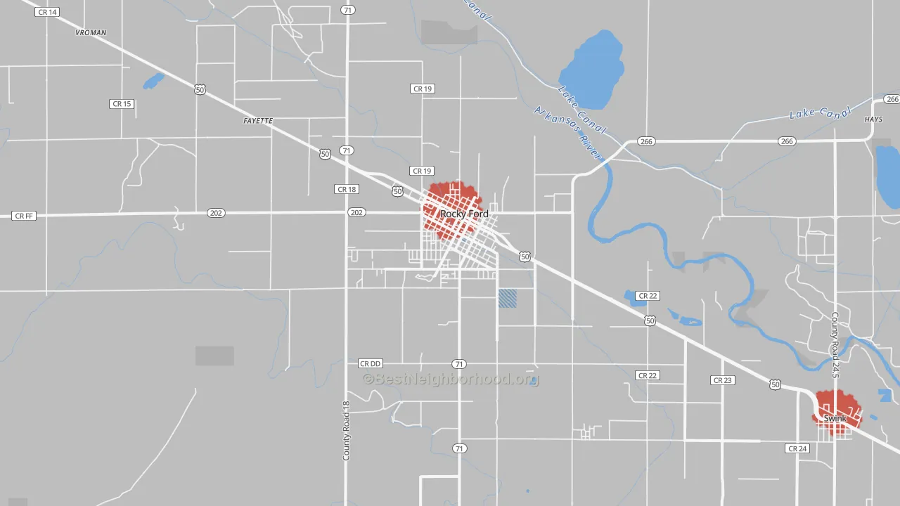 Transit Grade map of Rocky Ford, CO