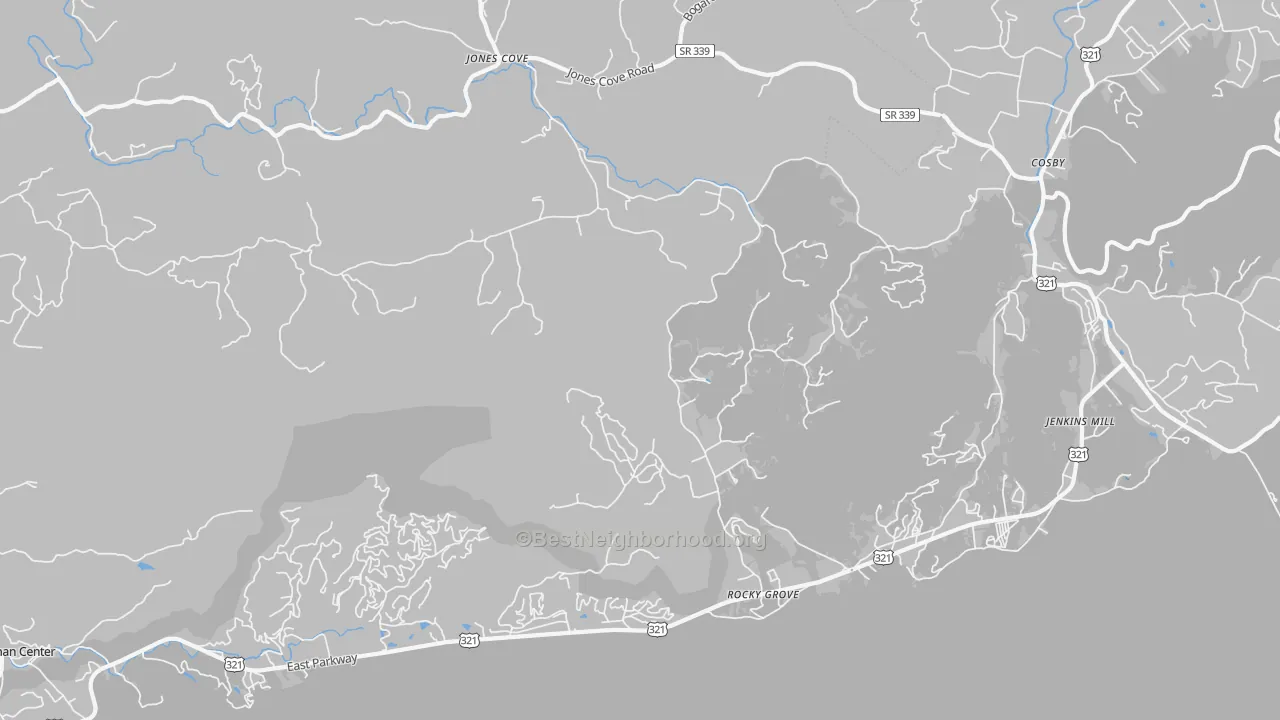 Transit Grade map of Rocky Grove, TN