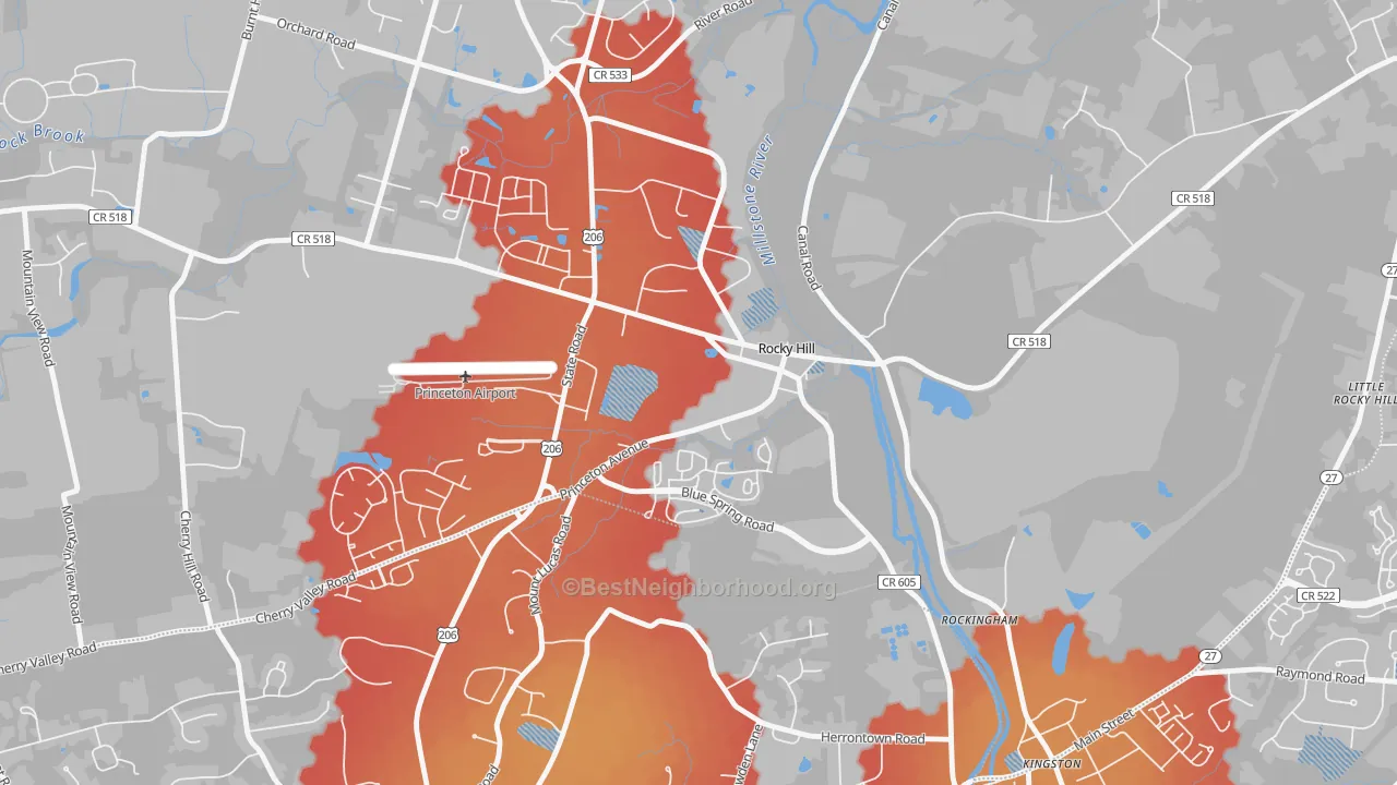 Transit Grade map of Rocky Hill, NJ
