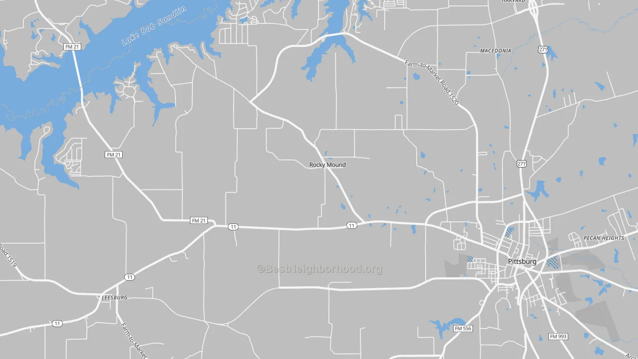 Transit Grade map of Rocky Mound, TX