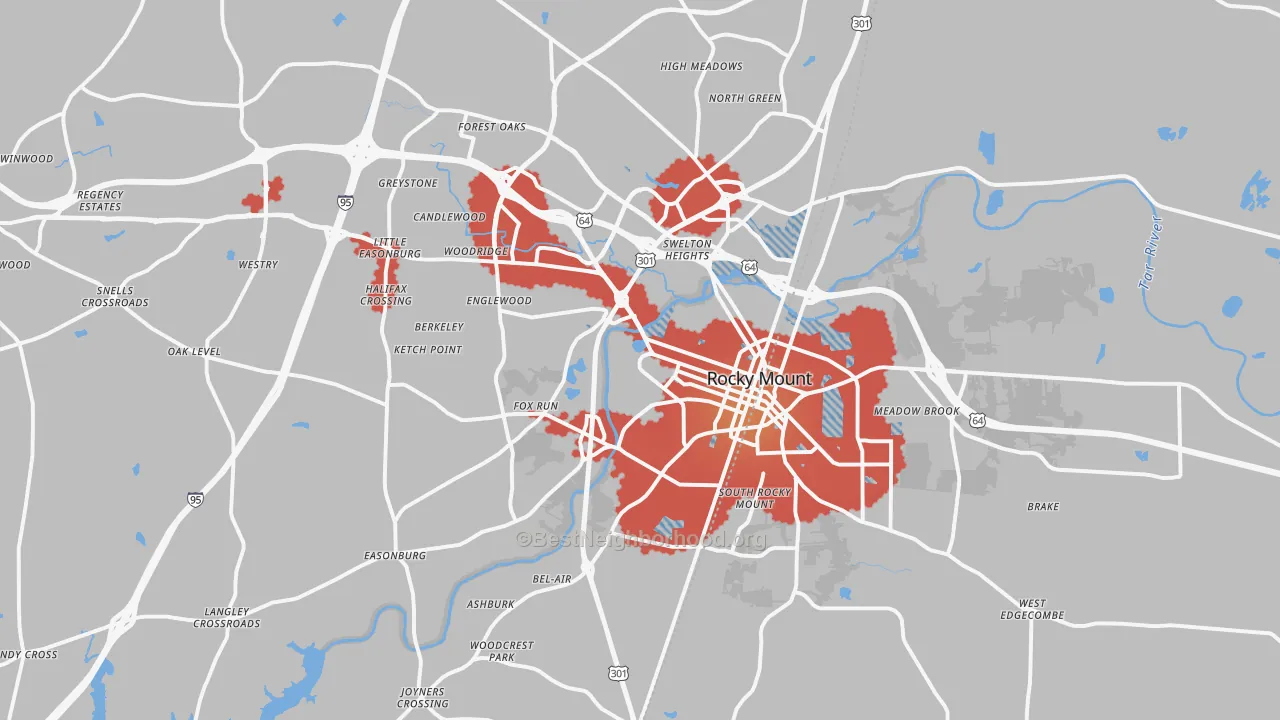 Transit Grade map of Rocky Mount, NC