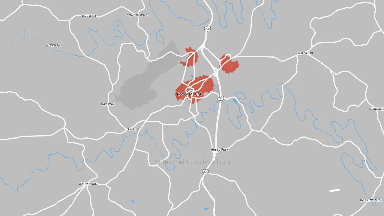 Transit Grade map of Rocky Mount, VA