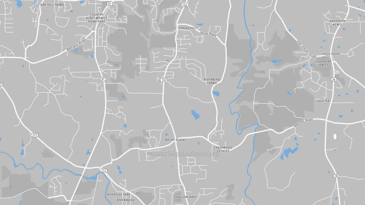 Transit Grade map of Rocky Plains, GA