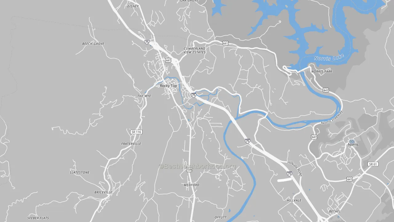 Transit Grade map of Rocky Top, TN