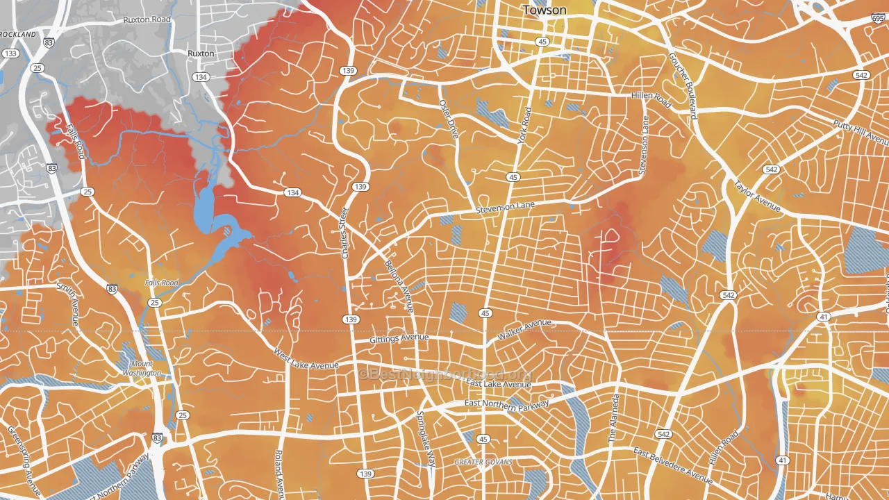 Transit Grade map of Rodgers Forge, Towson, MD