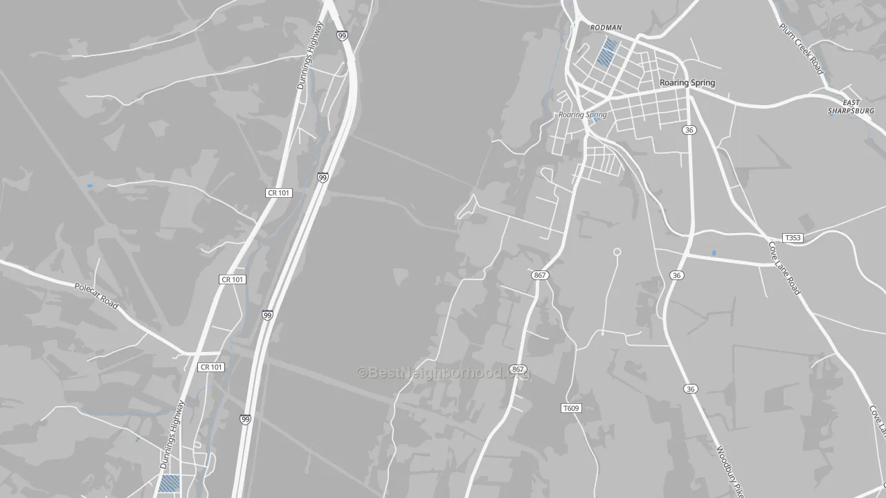Transit Grade map of Rodman, PA