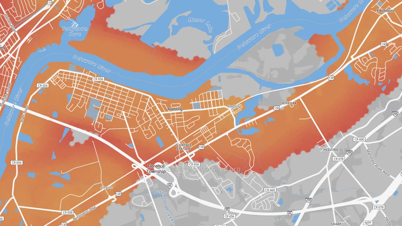Transit Grade map of Roebling, NJ