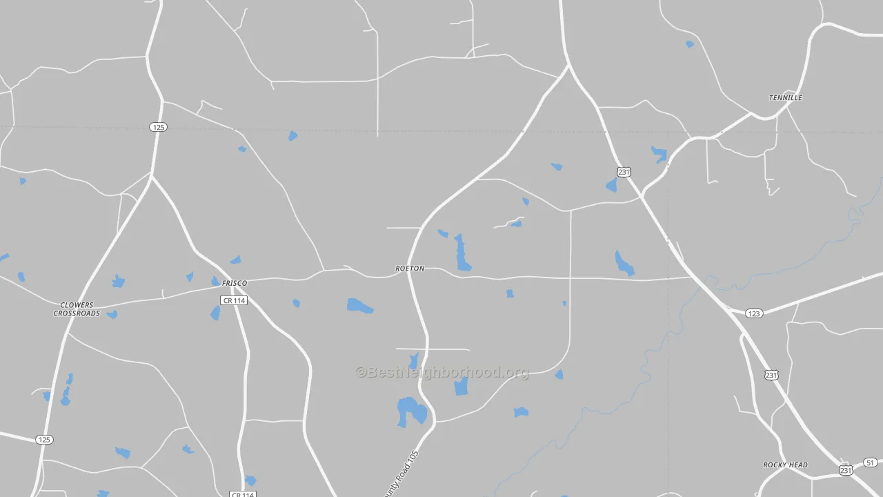 Transit Grade map of Roeton, AL