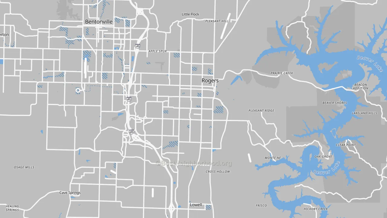 Transit Grade map of Rogers, AR